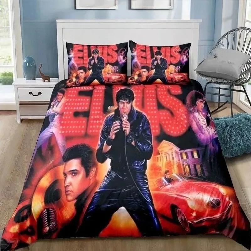 P-Presley Duvet Cover Retro E-Elvis Bedding Set Comforter Bed Set Quilt Cover Pillowcase King Queen Twin Size Boys Girls Adults