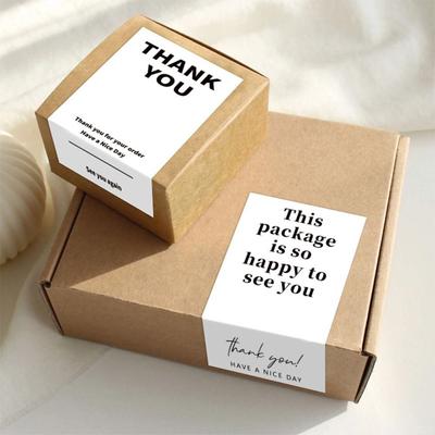 50Pcs White Thank You for Your Order Stickers 5.4*9cm Thanks Decals Open Me Tags Flower Sealing Labels Commodity Packaging