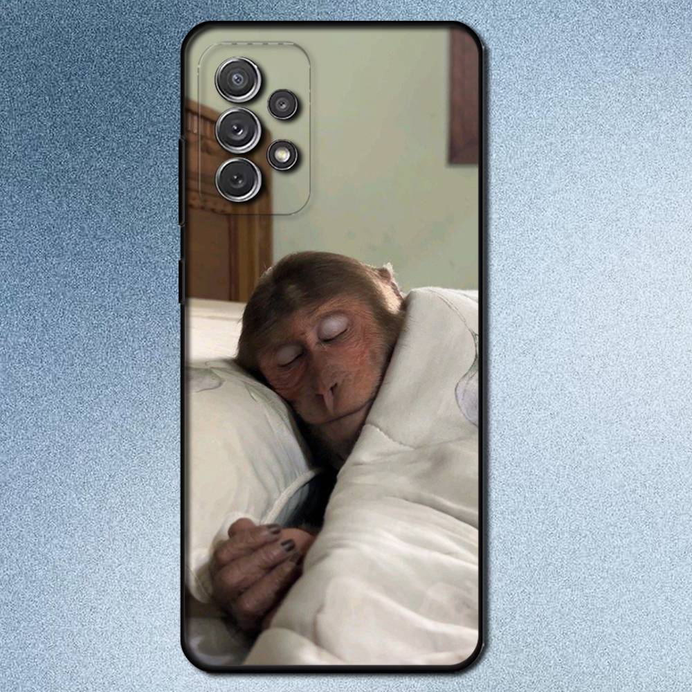 

Funny Cute Monkey meme Phone Case For Samsung S 9,10,21,30,22,23,24,25,Ultra,Plus,Lite,FE,4,5G Black Soft Case SamsungS25