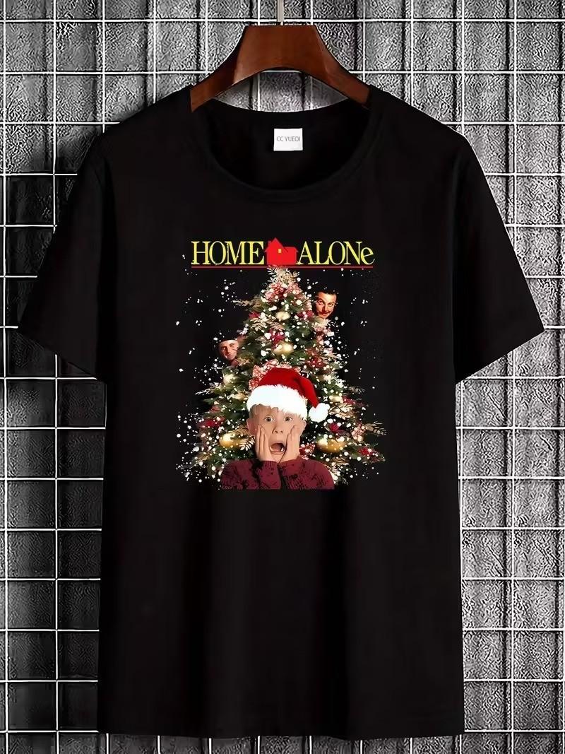 90s Alone Movie T-Shirt - Iconic Kevin McCallister & Christmas Tree S-5XL Q1412 XXXL