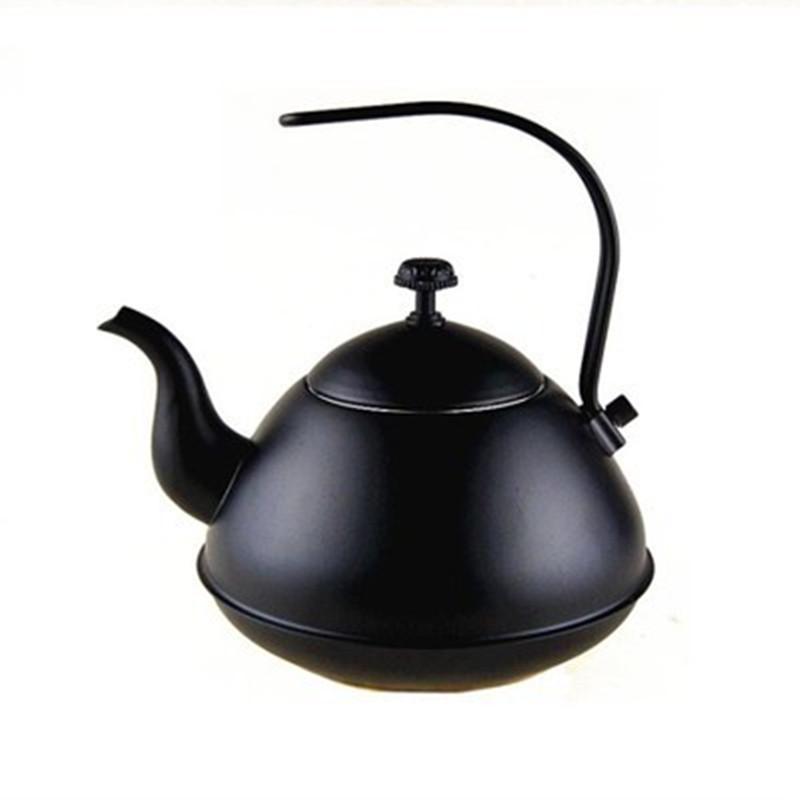 Thickened Stainless Steel Black Classical Teapot for Restaurant and Hotel, Induction-Compatible, Small Tea Art Kettle.