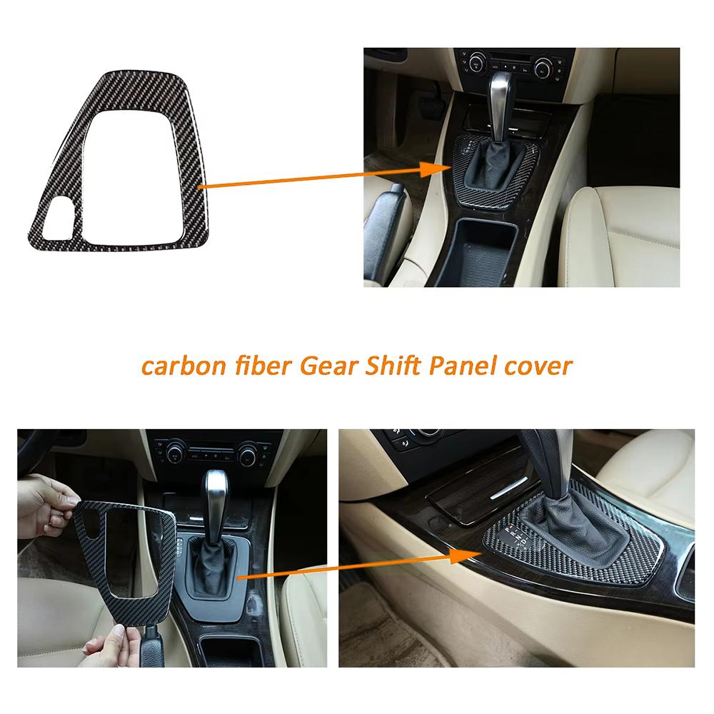 For Old 3 Series E90 E92 Carbon Fiber Car Interior Decal Gear Shift Panel Sticker