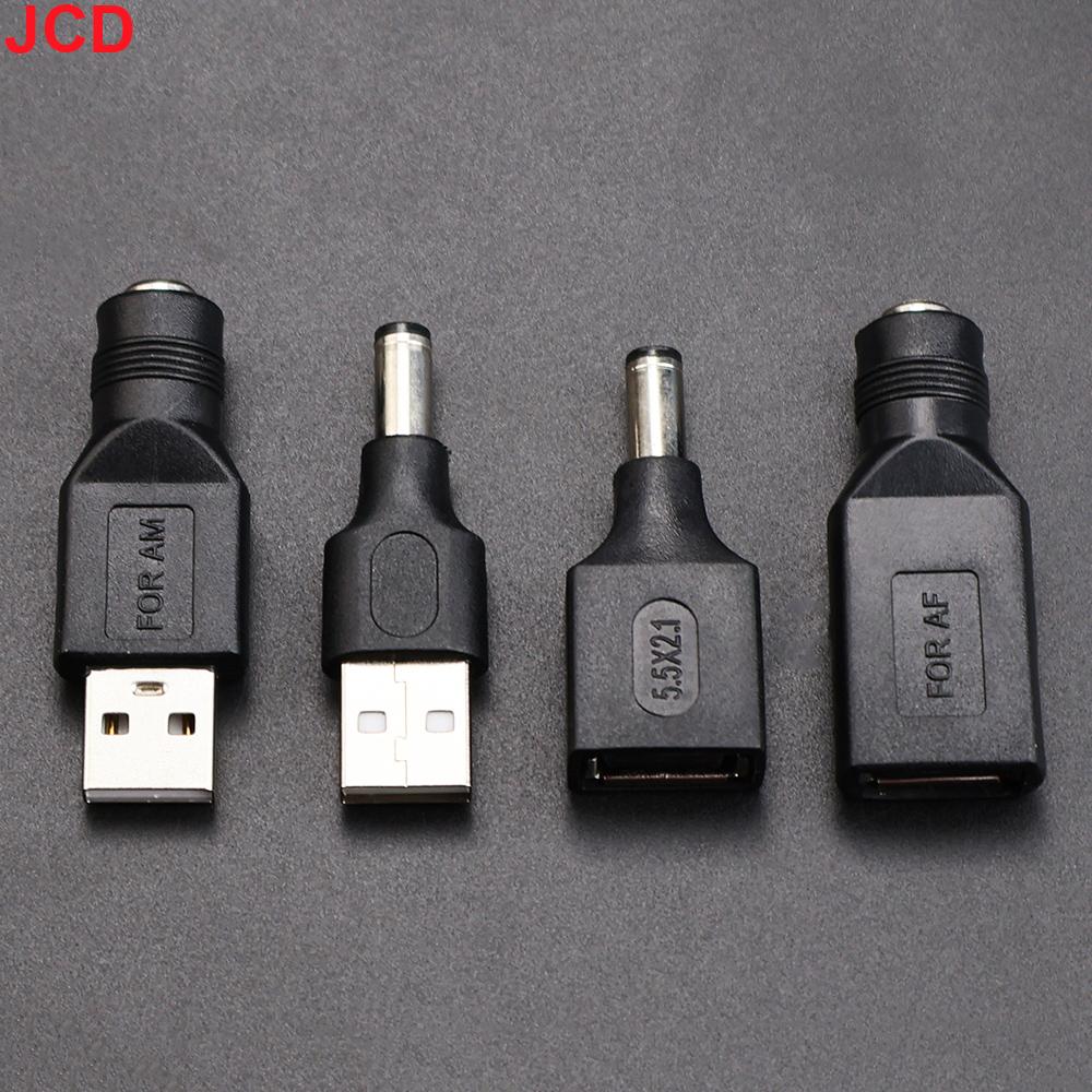 JCD 5pcs 5.5*2.1mm Female Jack Socket to USB 2.0 Type A Male Plug DC Connector 5V Power Plugs Adapter for Laptop
