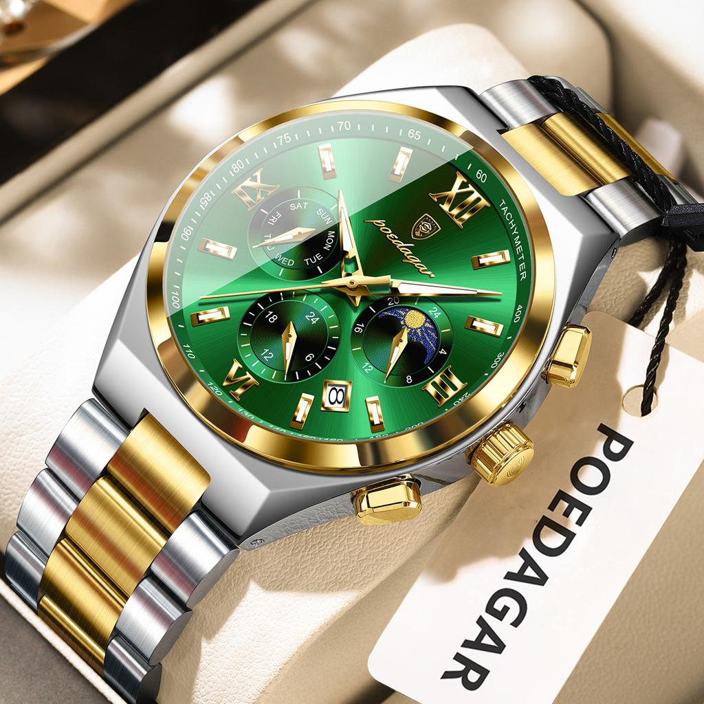 Luxury Man Quartz Watch Waterproof Luminous Date Chronograph Stainless Steel Men's Watches Relogio Masculino