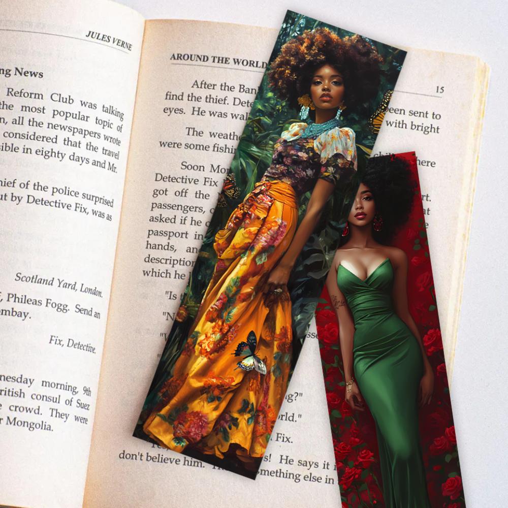 32pcs, Floral Black Woman Bookmark, Back To School Season, Christmas, Halloween, Suitable for Teachers, Readers, Birthday Gifts.