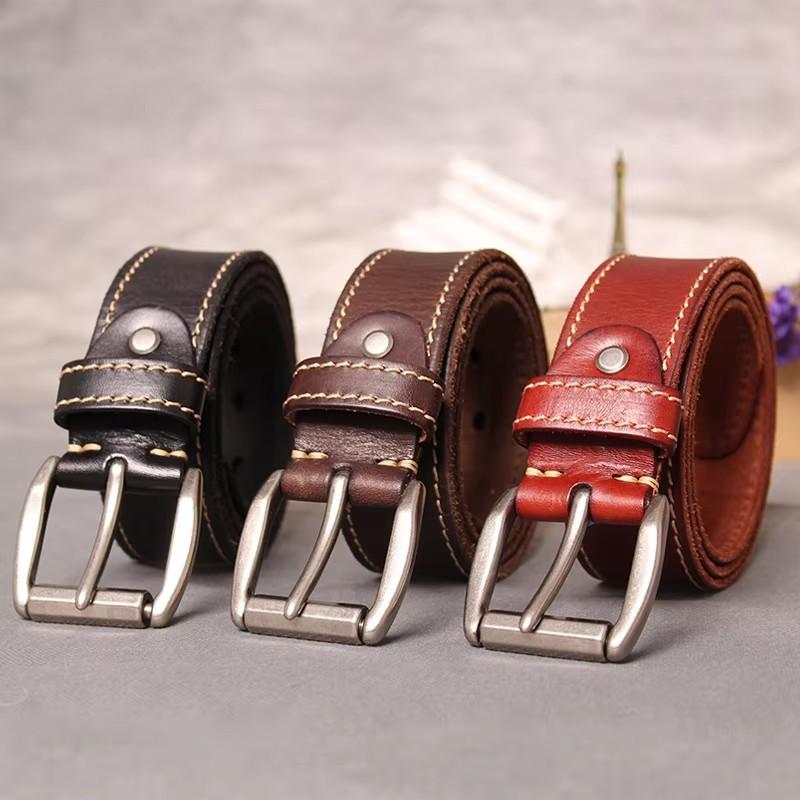 3.8CM New Designer Belts Men High Quality Pin Buckle Luxury Real Full Grain Cowskin Genuine Leather Ceintures Belt for Jeans