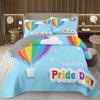 Rainbow Bedspread Queen/Full People Celebrating International Day for LGBT Community Quilt Set Colorful Rainbow Striped Coverlet