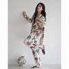 "Antibacterial Stretch Cotton Panda Pajamas Set – Men's and Women's Autumn Cardigan, Casual Homewear"