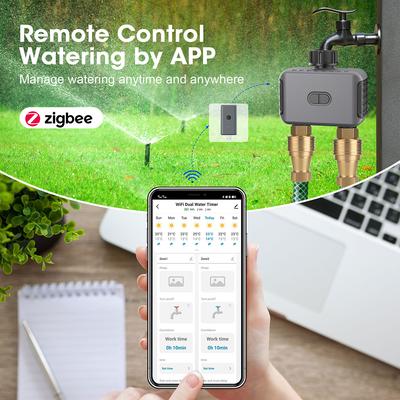 Bluetooth Zigbee 2-Outlet Garden Water Timer Programmable Faucet Hose Sprinkler Controller Smart Irrigation Timer Support Alexa