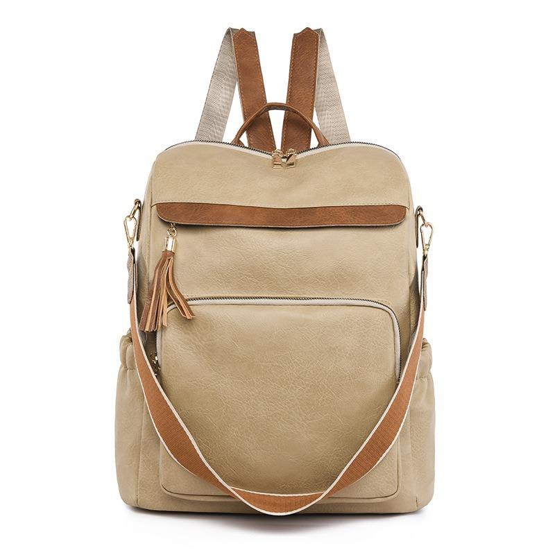Soft Leather Backpack Vintage Texture Women Casual Backpack Large Capacity Multi-Compartment Women Backpack