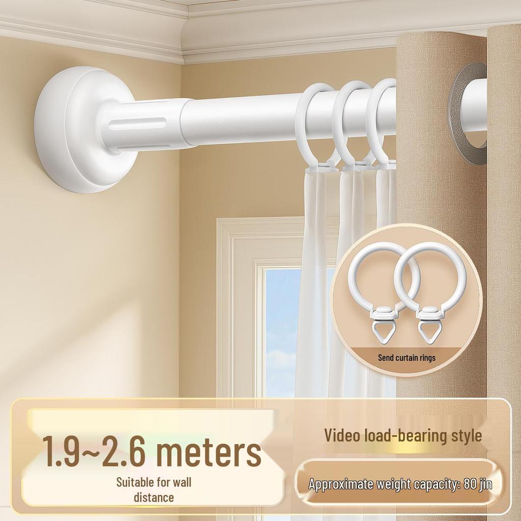 Silent Curtain Track with Punch-Free Installation - Balcony Side & Top Mount Slide Rail with Pulley and Hook Guide.