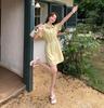 Real Shot: Summer Hong Kong-Style Korean Short-Sleeve Denim Dress - Fashionable Waist-Slimming Design for Women
