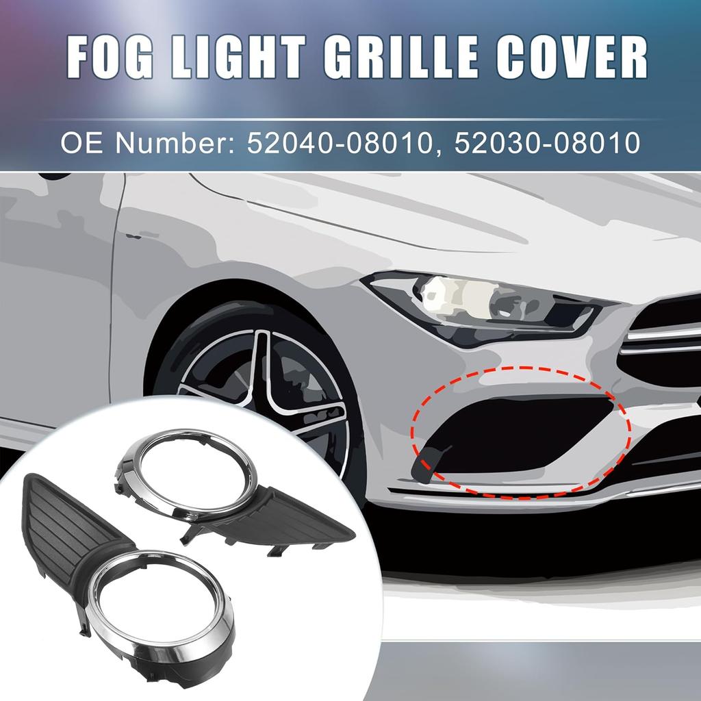 Front Left Right Side Fog Light Grille Cover 52040-08010 52030-08010 Fog Light Bezel Cover Trim for Toyota Sienna 2011-2017 1 Pair