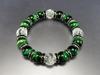 isigaii Natural Green Tiger Eye Crystal Hand-Carved Four Gods Rondelle Bracelet, Approx. 12mm, Power Stone