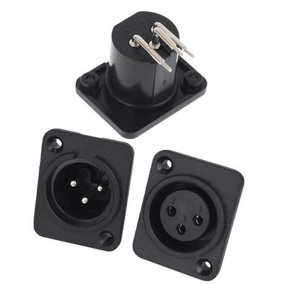 2/10Pcs Male Plug Straight Terminal Panel Mounted Connector 3 Pin Female Jack Panel Mount Black Xlr Connector