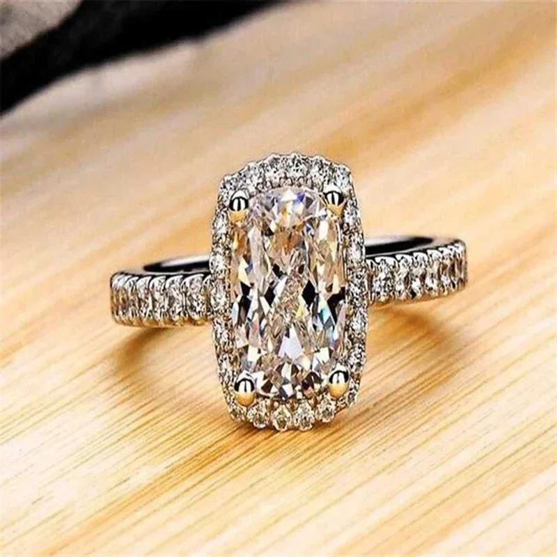 

Simple Crystal Geometric Cubic Zirconia Rings for Women Copper Color Elegant Lady s Accessory Wedding Engagement Zircon 6