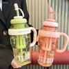 1300ml Large Water Bottle with Straw & Handle,Leakproof Sports Water Cup with Fruit Infuser,Plastic Water Jug for Gym,Office
