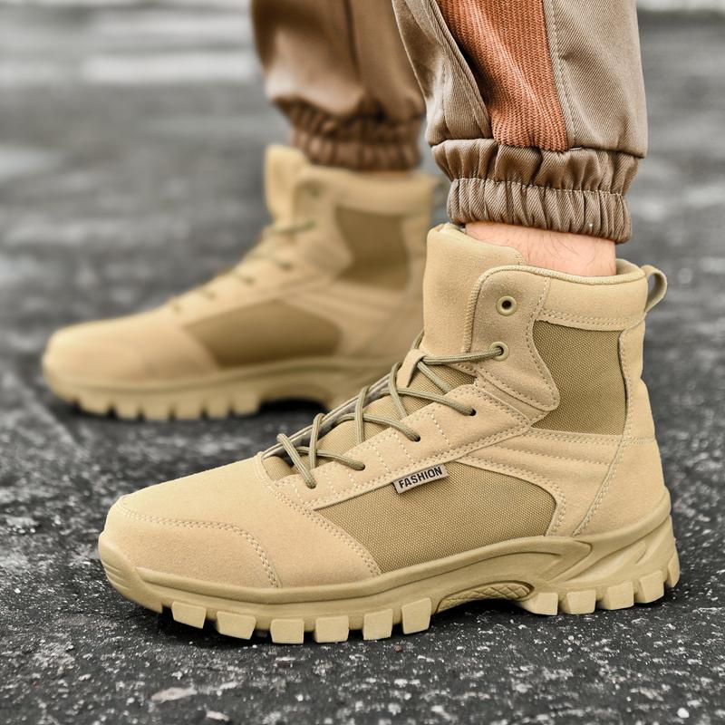 Fashion Casual Leather Mens Mid-Calf Boots Comfy Male Desert Ankle Boots Outdoor Non-Slip Hiking Shoes 2025 New Motorcycle Boots Botas