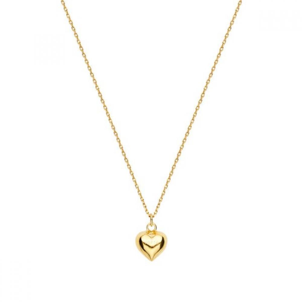 VERTE 925 Silver Full Heart Necklace  10mm  Gold 