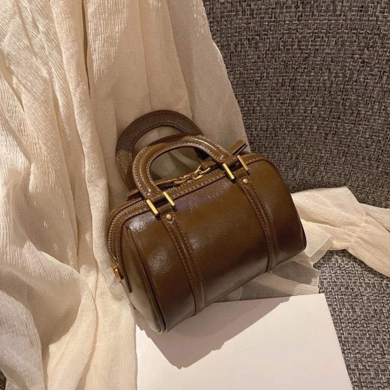 Hand-held Boston Bag, Small Square Bag, Retro and Fashionable Single-shoulder Crossbody Bag