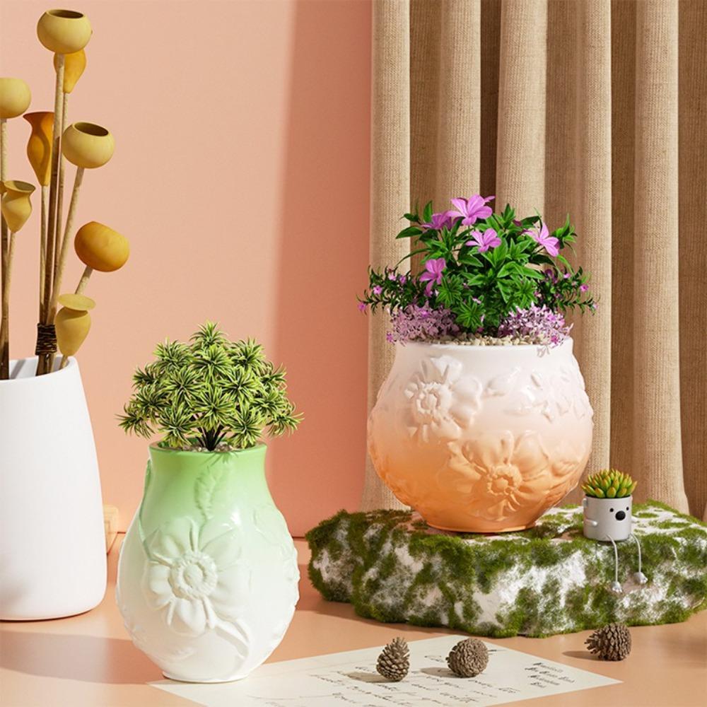 Embossed Flower Vase Silicone Mold Cute Storage Jar Mold Resin Dropping Mold Home Living Room