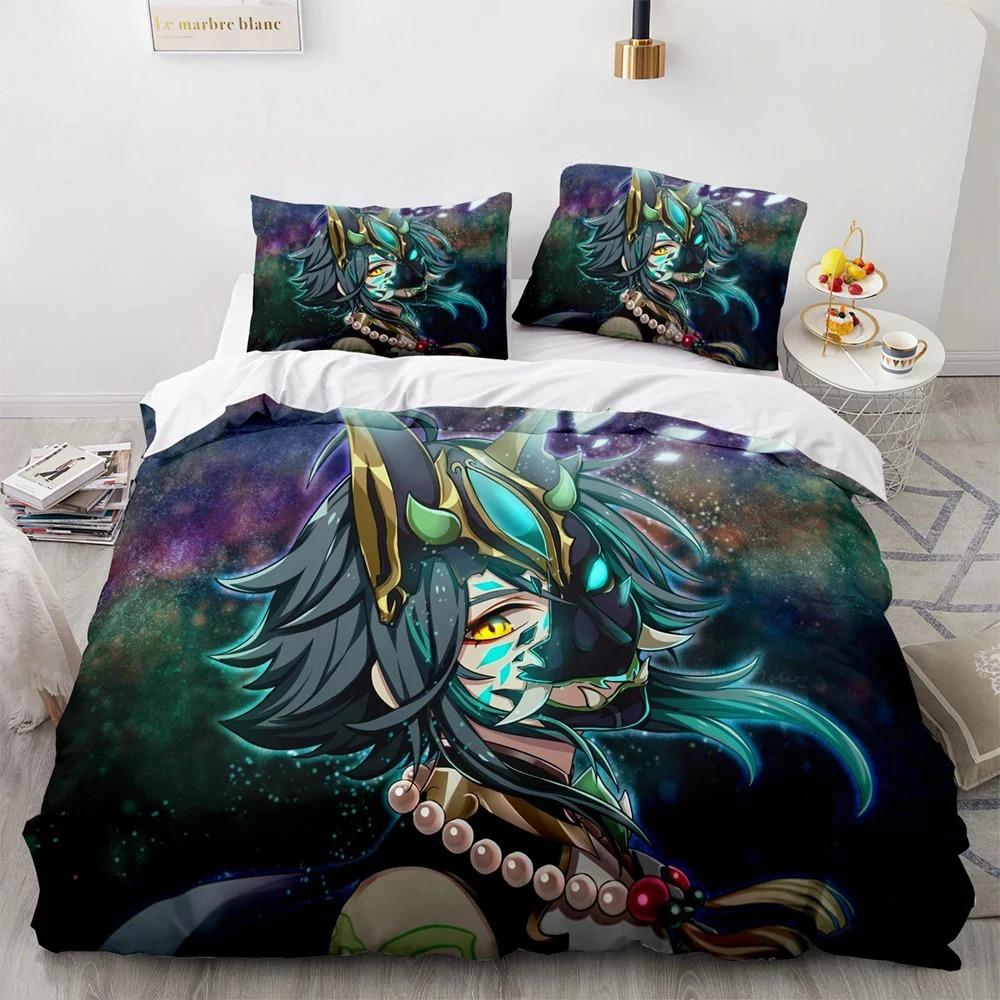 3D Print Genshin Impact Anime Game Bedding Set Double Twin King Duvet Cover Comforter Pillowcase Boys Girls Adults Bedroom