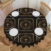 Round Oilproof Golden Royal Fleur De Lis Table Cover Lily Flower Fleur-De-Lys Tablecloth for Dining 60 Inch Table Cloth