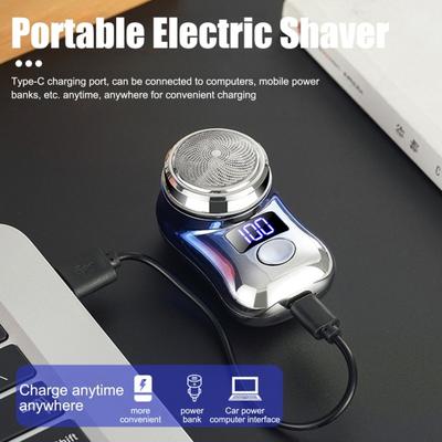 Mini-Herren-Elektrorasierer, LED-Anzeige, Wasserdicht, Nass- und Trockenrasierer in Taschenformat, USB-wiederaufladbar, Kabelloser Barttrimmer