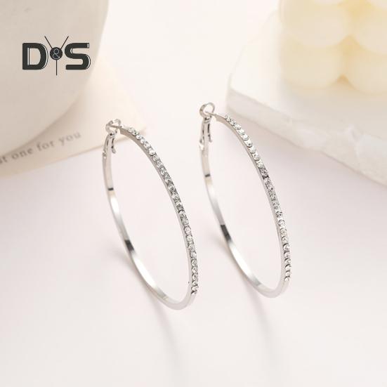 Cercei mari cu stras pentru femei, cercei rotunzi subțiri cu zirconiu cubic, strălucitori, hipoalergenici, cadou