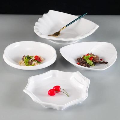 Irregular Shaped White Melamine Plates for Hotel & Restaurant - Porcelain Imitation Cold Dish Saucers