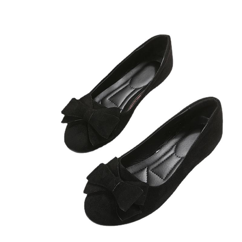 Women's Flats 2024 Spring Autumn Round Head Flat Shoes for Women  Non-slip Shoes Retro Bow-knot Shoes Soft Comfortable Shallow