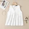 ZANZEA Damen Sommer Casual V-Ausschnitt Ärmellose Tanktops
