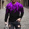 Retro Flame Series 3D Print Summer Men's O-Neck T-shirt Casual Long Sleeve T-Shirt Oversized Pullover Fashion Trend Men Clothing