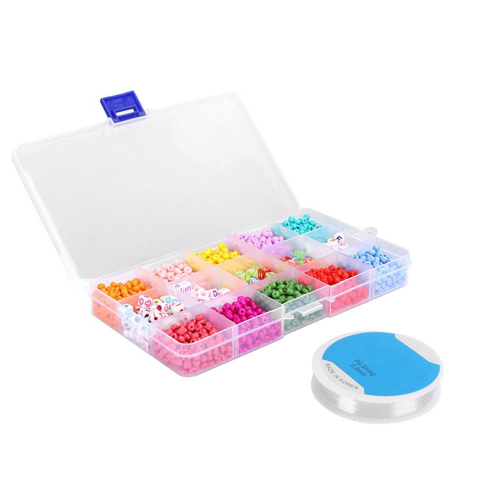 DIY Craft Round Quadrate Beads Kit Bracelet Necklaces Crafting Jewelry Making Supplies