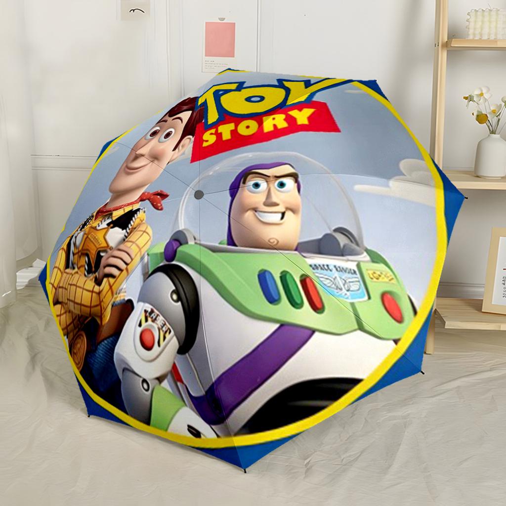 Toy Story Characters Compact Travel Automatic Umbrella with 8-Rib Durable Plastic & Iron for Women/Men Elegant Umbrella Birthday/Christmas Gift