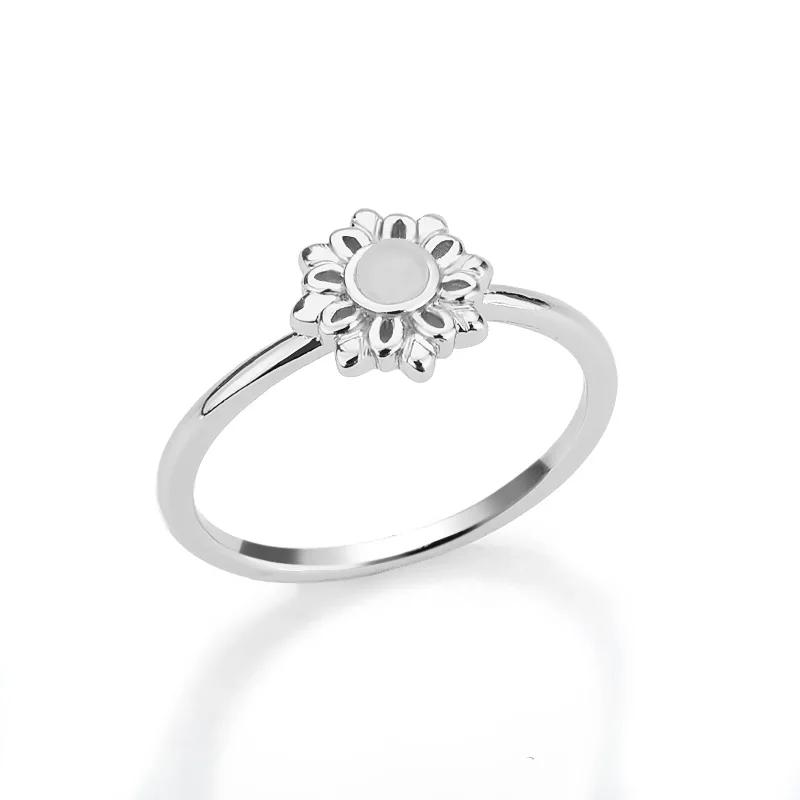 Lotus Flower Rings for Women Gold Color Stainless Steel Opal Natural Stone Ring Vintage Boho Wedding Engagement Jewelry Gift