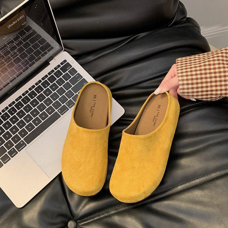 Soft Leather Version~ Thick Bottom Boken Bag Head Half Slippers Women Wear Half Tray 2025 Spring Pregnant Women Retro Ugly Boken Tide