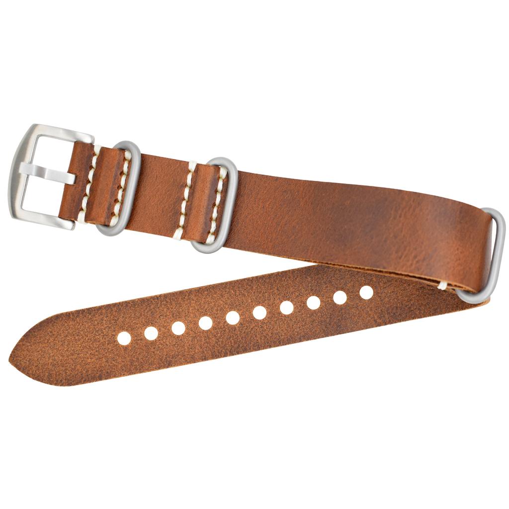 Handmade Custom, Extended Oil Wax Leather Nato Strap, One Over-Extended First-Layer Cowhide Leather Strap