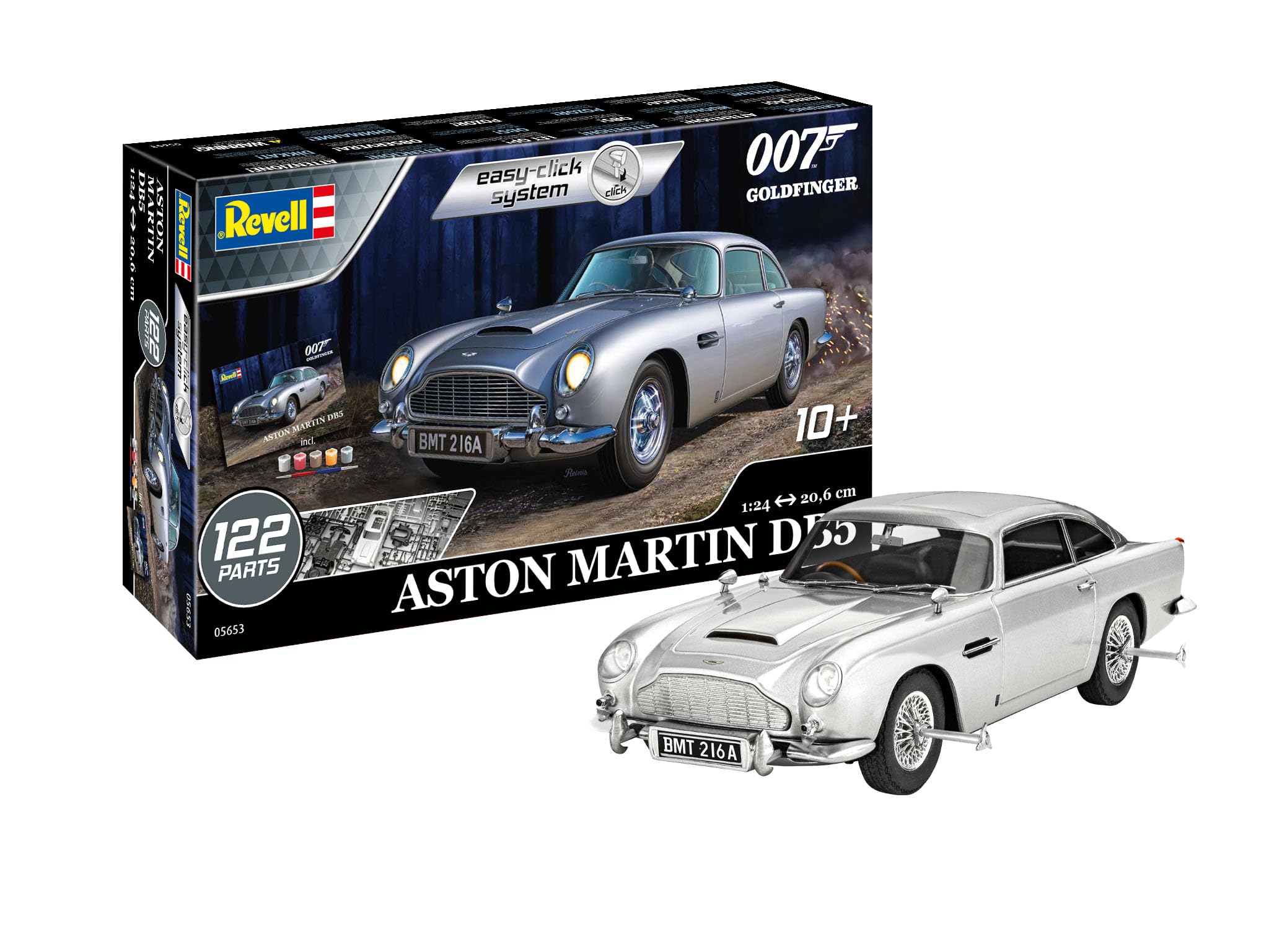 

Revell Scale Plastic Model Kit Aston Martin DB5 James Bond with and Poster 1/24 (Glue-Free Kit) Goldfinger Paints, Brushes,