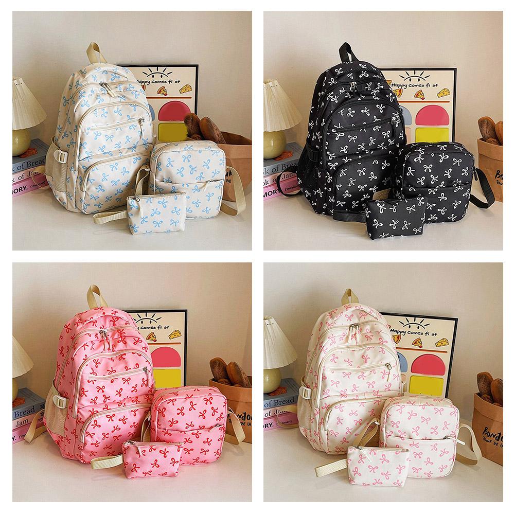 3 Set Large Capacity Backpack Nylon School Bag Adjustable Strap College Bag Travel Backpack Student Backpack