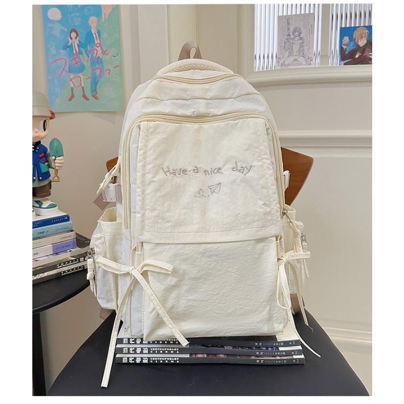 Japanese Style Light Solid Color Backpack Outdoor Travel Large Capacity Backpack Casual Versatile College Student Commuting Schoolbag