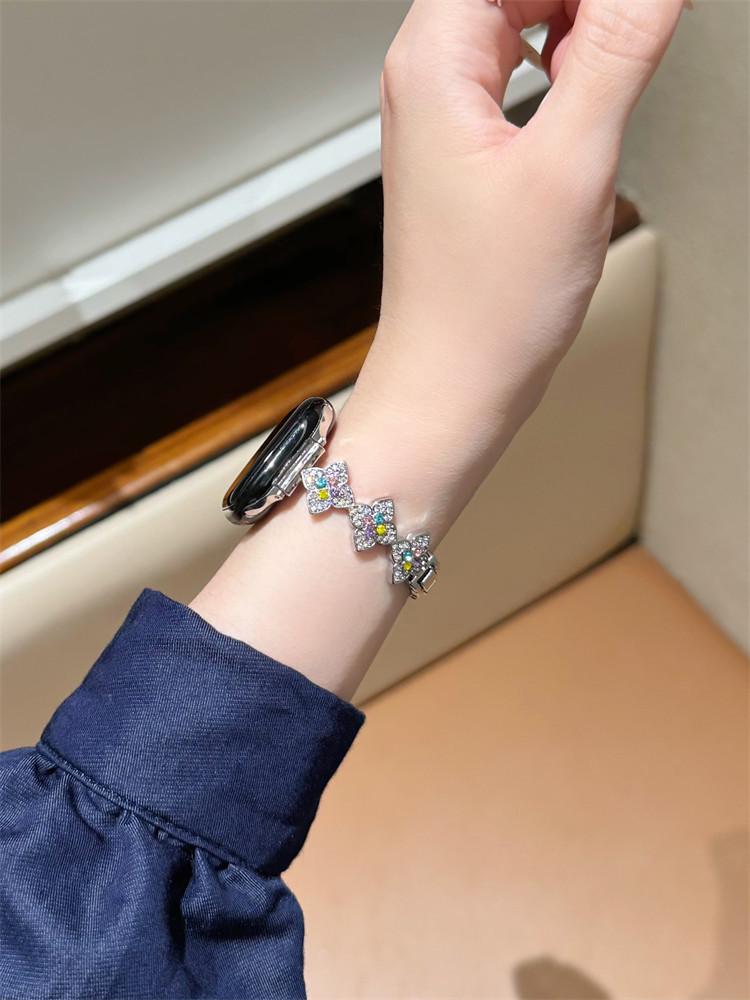 Colorful Diamond Four-Leaf Clover Strap for Apple Watch S11, Huawei GT6, Xiaomi 9Pro