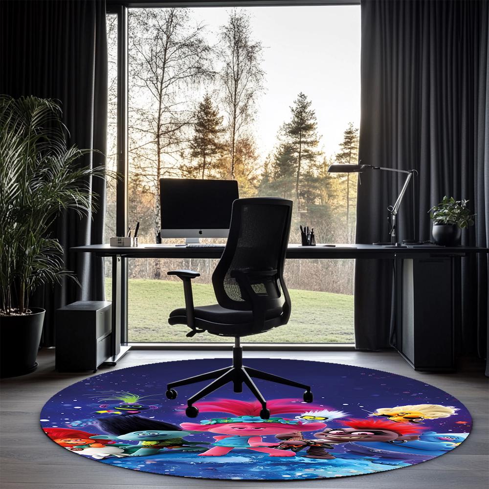 Trolls Printed Round Rug Carpet Chair Rug Area Rug Entryway Doormats,for Office Chair Living Room Bedroom Kitchen Room.