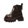 European thick-soled Martin boots for women's 2025 autumn and winter new breathable fashion big head lace-up fashion boots British style short boots