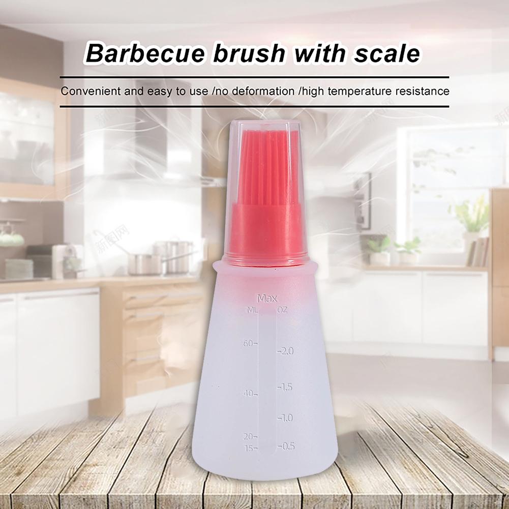 Silicone Oil Bottle with BBQ Grill Oil Brush Baking Kitchen Tools (Red) KTY