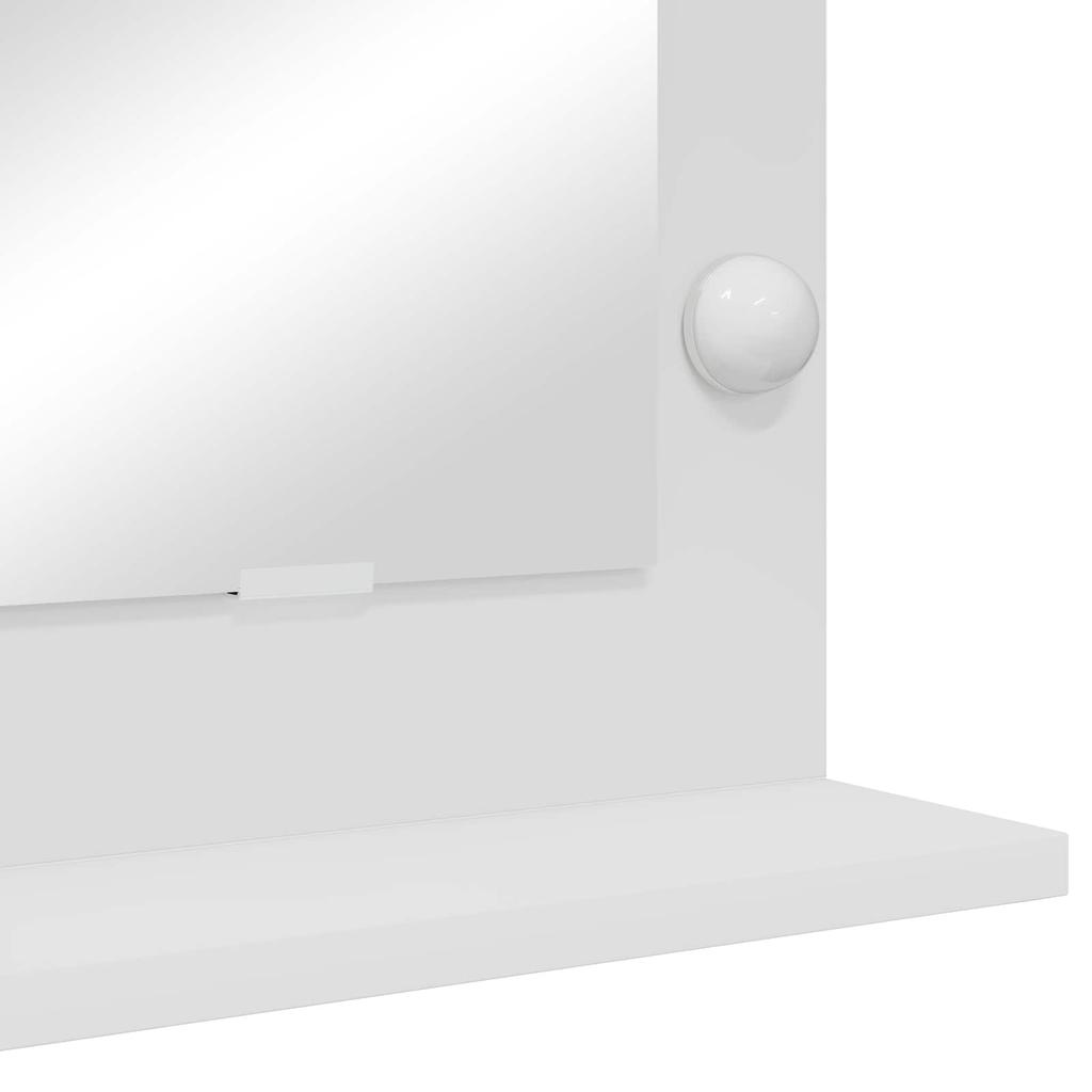 White Washbasin Mirror 60 x 55 x 18 cm Glass and Veneered Wood