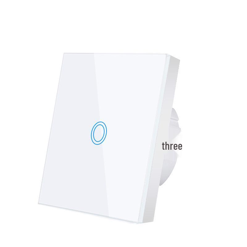 

European Standard Tempered Glass Touch Wall Switch Panel Double circle white one open white bottom