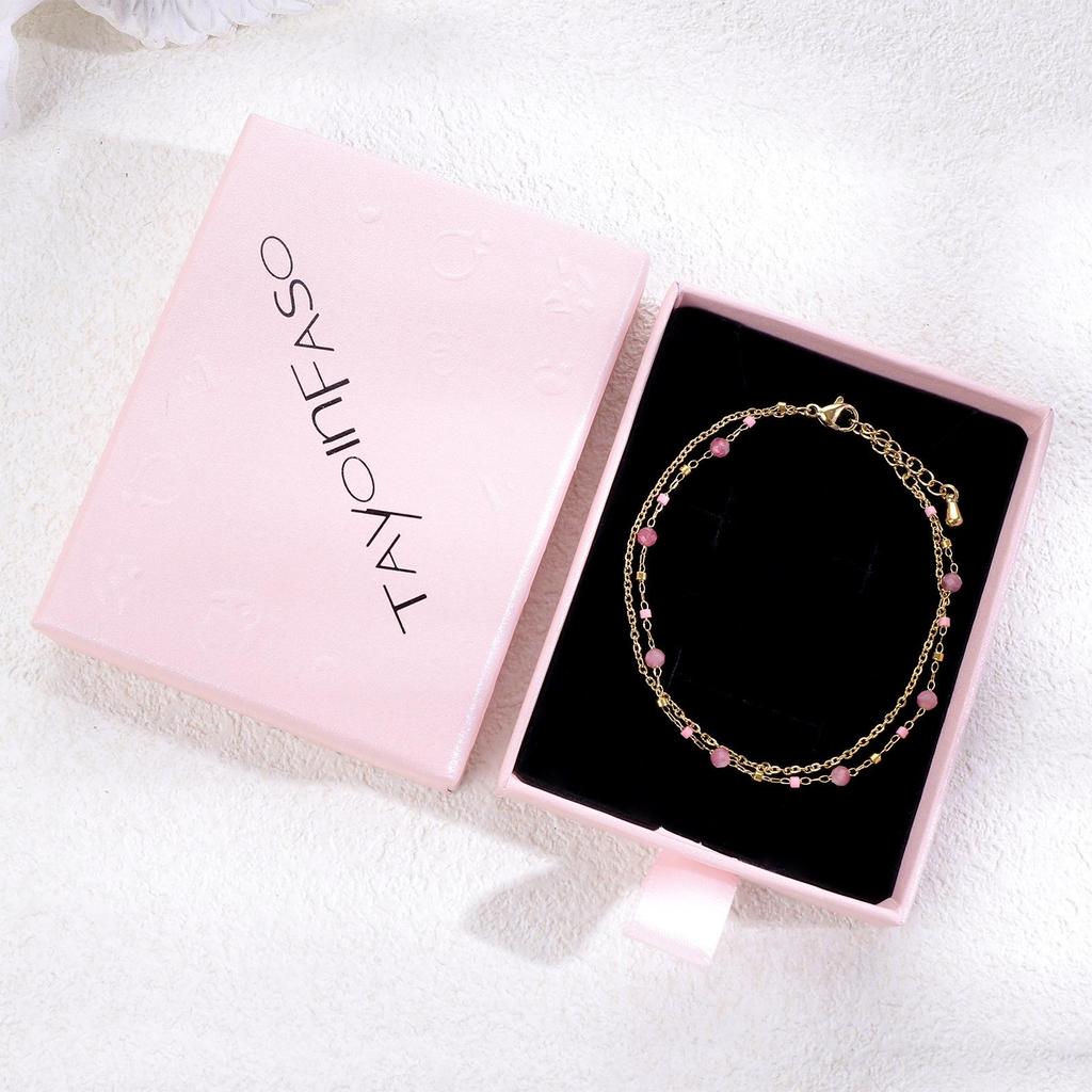 JUSTOP European & American Beaded Bracelet with Natural Stone and 18K Gold Plating