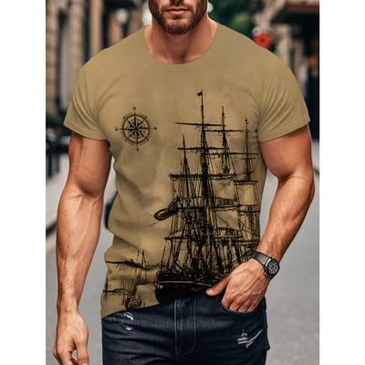 New Summer Men's Fashion T-shirt Personality Vintage Pattern Printed Men's T-shirt Top