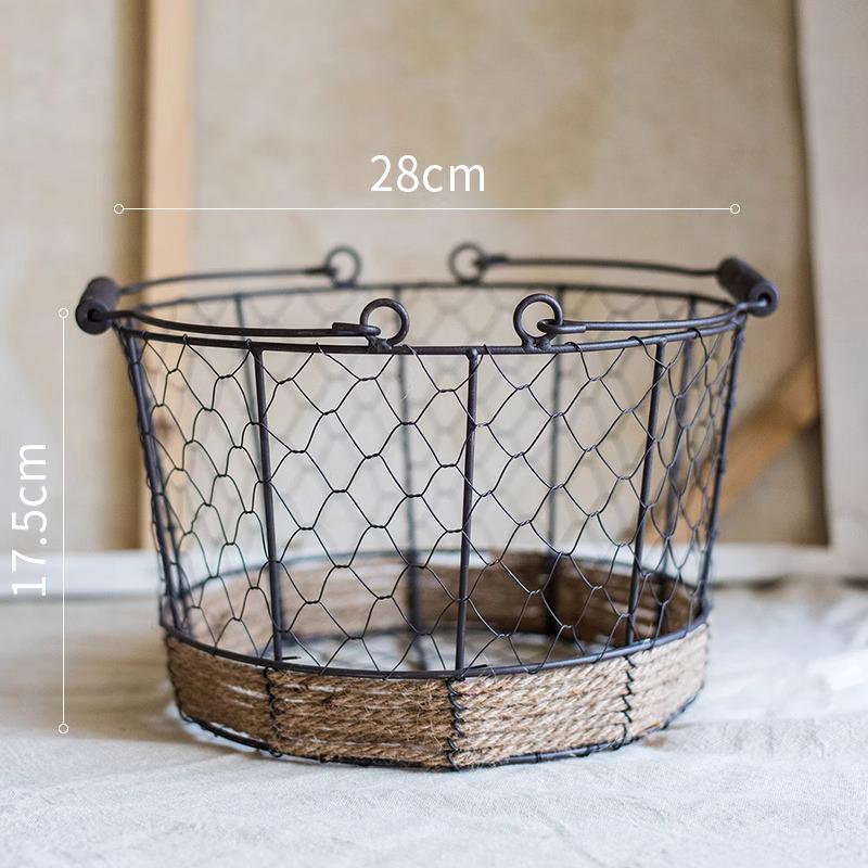 Juhan Retro Iron Wire Handbag Storage Basket - American Country ZAKKA Sundries Decor